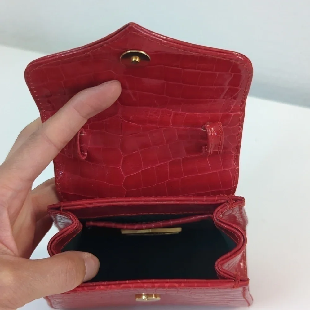 Vintage Vicenza Moon Face Mini Purse Crossbody Red leather retro astrology - Picture 10 of 14